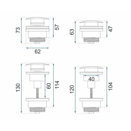 REA-A5632 - Odvod za umivaonik CLICK-CLACK, prečnik 6,4 cm, brušeni bakar