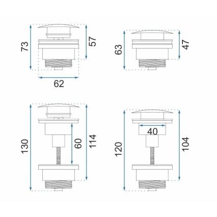 REA-A8110 - Odliv za umivaonik CLICK-CLACK, prečnik 6,4 cm, zlatni