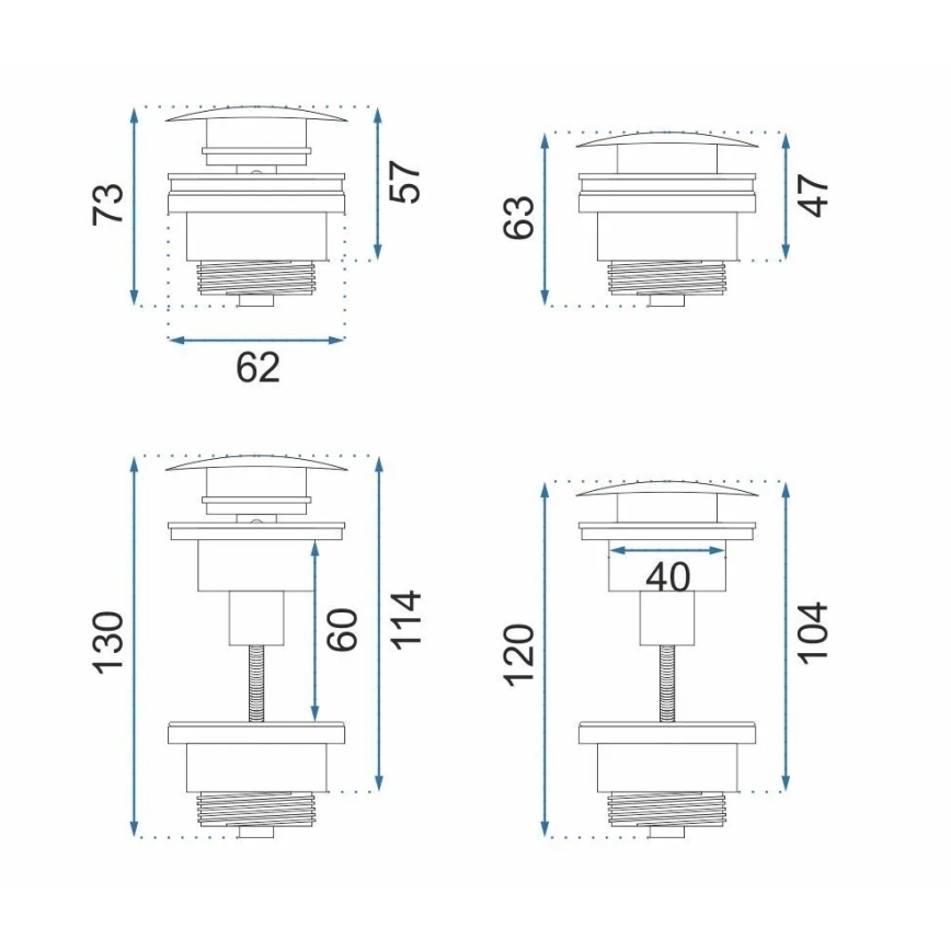 REA-A8110 - Odliv za umivaonik CLICK-CLACK, prečnik 6,4 cm, zlatni