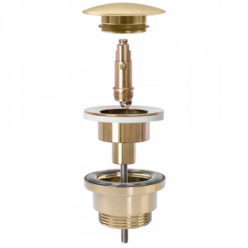 REA-A8585 - Slivnik za lavabo CLICK-CLACK, prečnika 6,4 cm, s brušenim zlatnim finišem