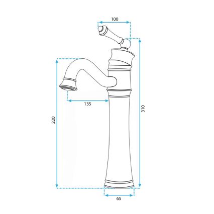 REA-B0227 - Baterija za umivaonik VINTAGE OLD 31 cm crna