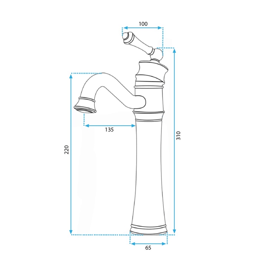 REA-B0227 - Baterija za umivaonik VINTAGE OLD 31 cm crna