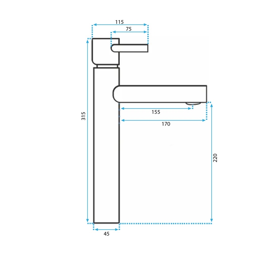 REA-B0229 - Slavina za umivaonik TESS 31,5 cm crna