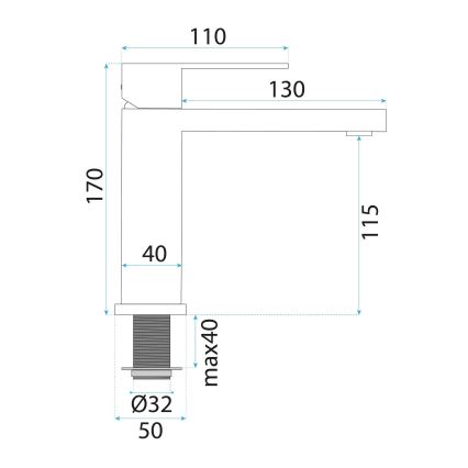 REA-B4589 - Baterija za umivaonik ARLO 17 cm nikl