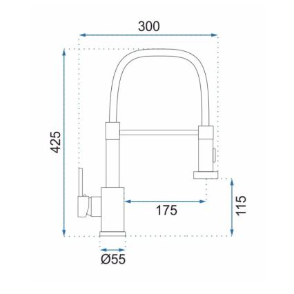 REA-B4820 - Kuhinjska slavina COLIN sa izvlačnom prskalicom, 42,5 cm, crna