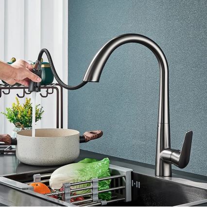 REA-B5314 - Kuhinjska slavina ROSS 43 cm sa izvlačnom prskalicom, nikl