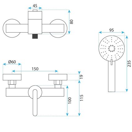 REA-B5501 - Tuš set sa baterijom ONTARIO u brušenom zlatu
