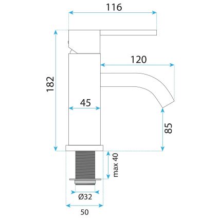 REA-B5504 - Baterija za umivaonik ONTARIO 17,5 cm crna