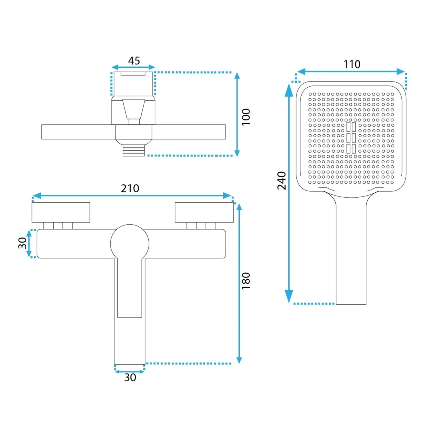 REA-B6414 - Komplet za kadu sa baterijom ARGUS u brušenom zlatu