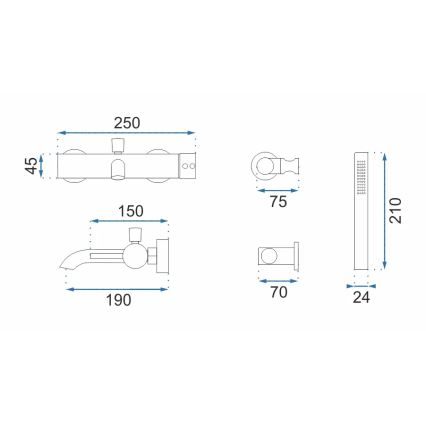 REA-B6641 - Set za kadu LUNGO, sjajni hrom