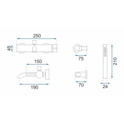 REA-B8010 - Set za kadu LUNGO, brušeno zlato