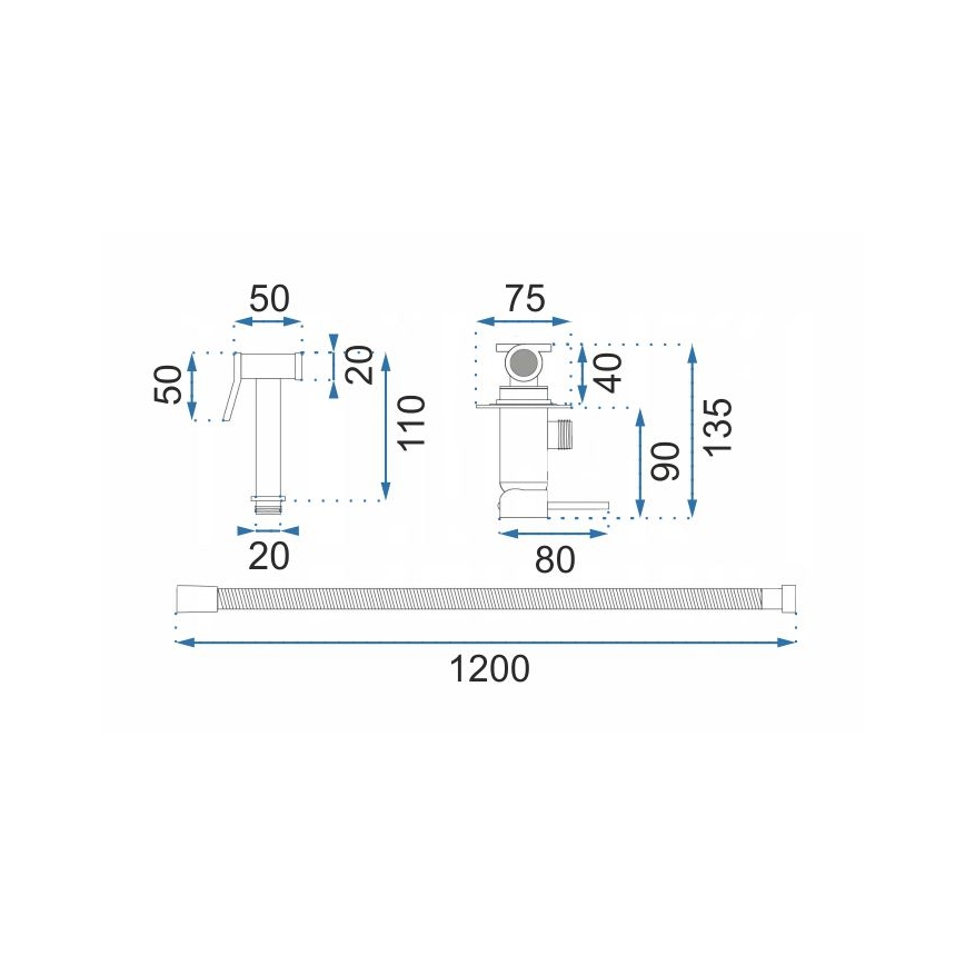REA-B8979 - Bide baterija sa tušem za podžbuknu ugradnju LUNGO zlatna