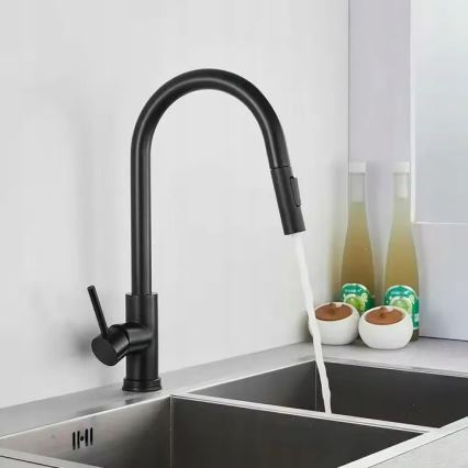 REA-B9147 - Baterija za sudoperu sa izvlačivom slušalicom FRESH 39,5 cm mat crna