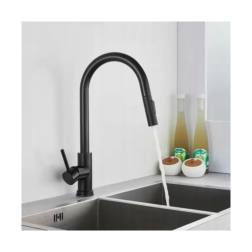 REA-B9147 - Baterija za sudoperu sa izvlačivom slušalicom FRESH 39,5 cm mat crna