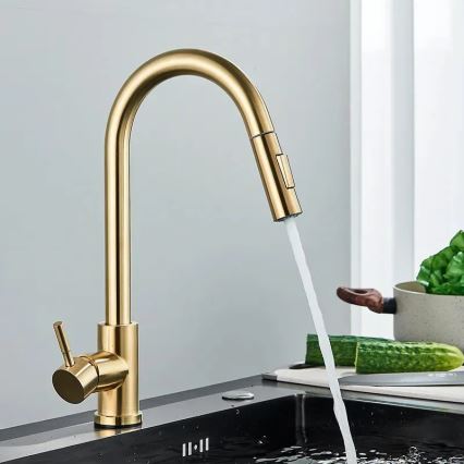 REA-B9148 - Kuhinjska slavina sa izvlačivom prskalicom FRESH, 39,5 cm, brušeno zlato