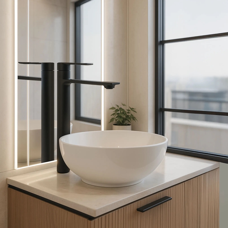 REA-B9988 - Baterija za umivaonik STORM 29,5 cm mat crna