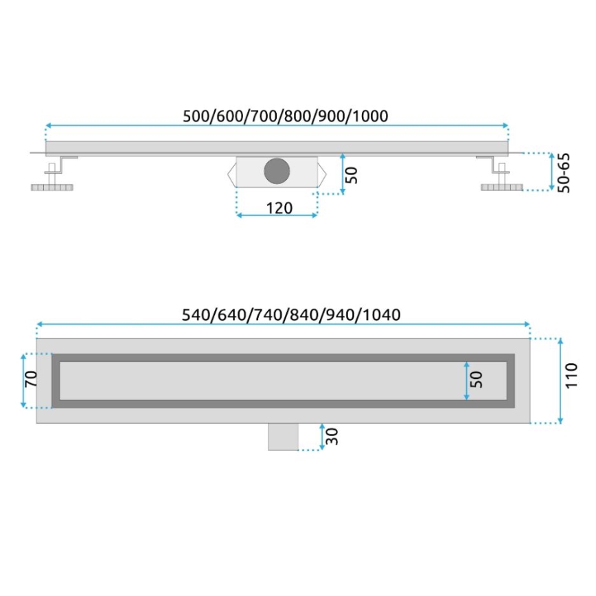 REA-G2562 - Odvodni žleb NEOX 70 cm, nerđajući čelik/zlatna