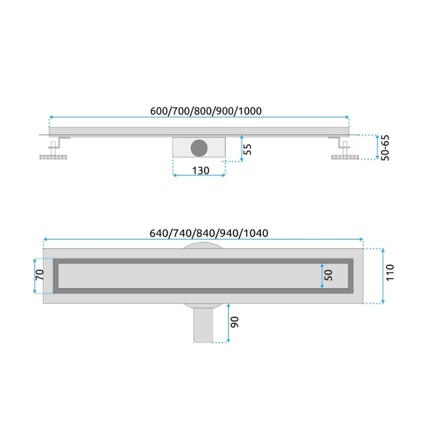 REA-G2702 - Linijski slivnik NEOX PRO 70 cm nerđajući čelik/brušeno zlato