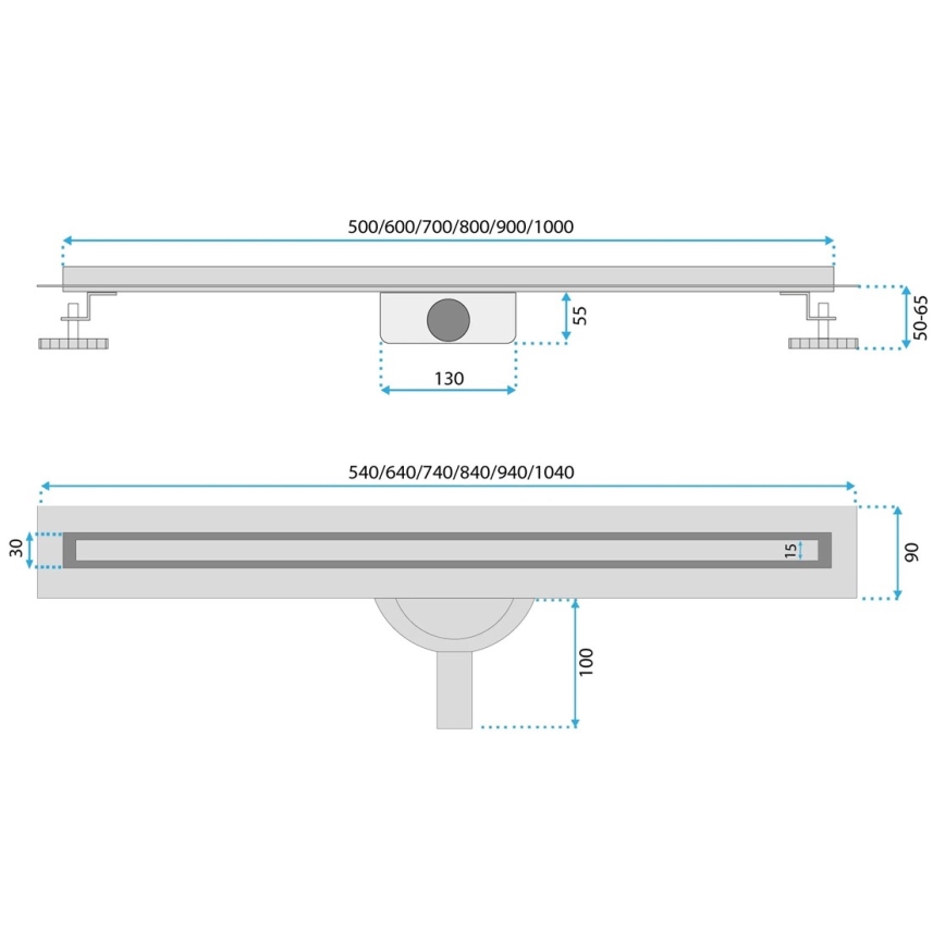 REA-G2714 - Odvodni žlab NEOX SLIM 70 cm nerđajući čelik/brušeno zlato