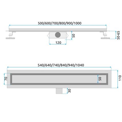 REA-G6600 - Linearni slivnik PURE NEOX 50 cm, mat crne boje