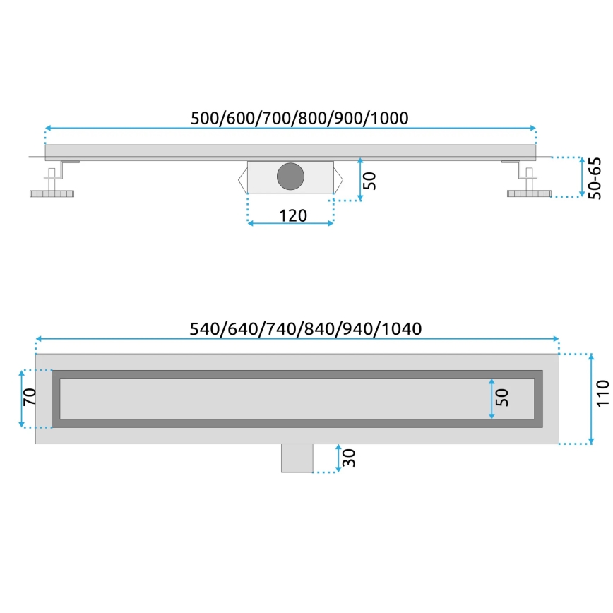 REA-G6600 - Linearni slivnik PURE NEOX 50 cm, mat crne boje