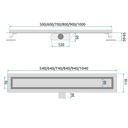 REA-G6605 - Odvodni žleb PURE NEOX 100 cm mat crni