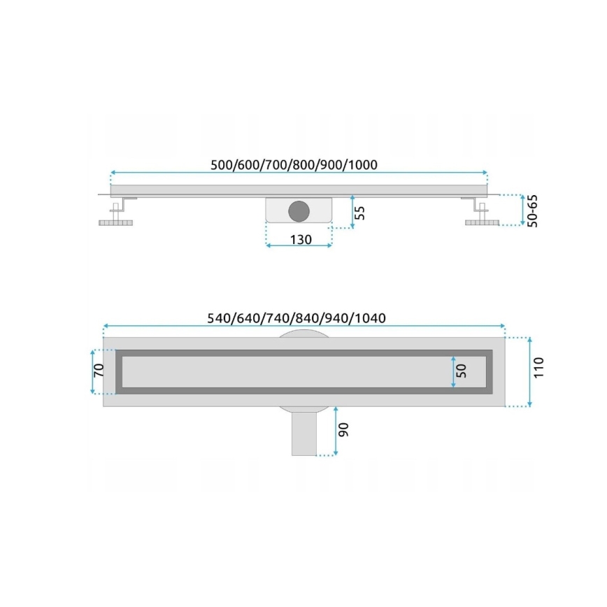 REA-G7802 - Odvodna kanaleta NEOX PRO 70 cm nerđajući čelik/crna