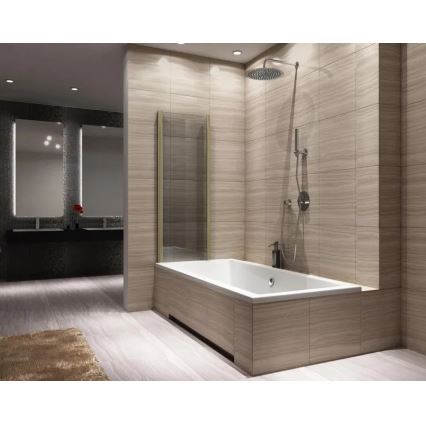 REA-K9777 - Sklopivi paravan za kadu AGAT 140x100 cm brušeno zlato/prozirno staklo