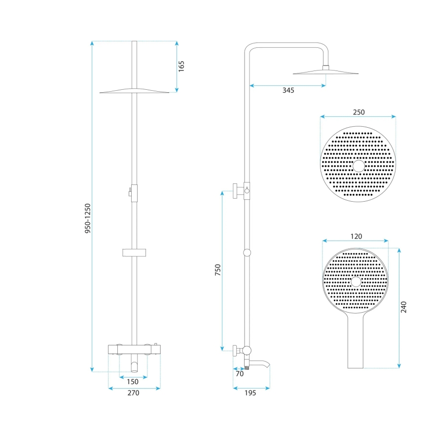 REA-P5960 - Set za tuširanje sa termostatskom baterijom LUNGO DIAMOND zlatna