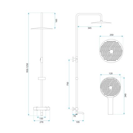 REA-P5961 - Tuš set sa termostatskom baterijom LUNGO DIAMOND sjajni hrom