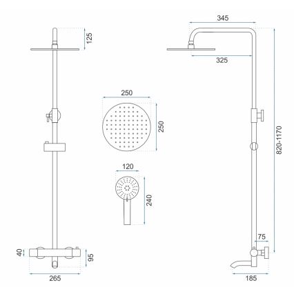 REA-P6604 - Set za tuš sa termostatskom baterijom LUNGO brušeno zlato