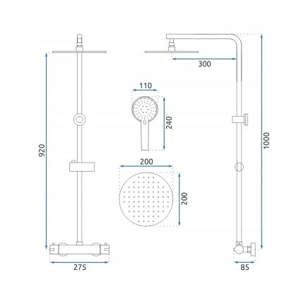 REA-P8413 - Set za tuširanje BLISS sa termostatskom baterijom, brušeno zlato