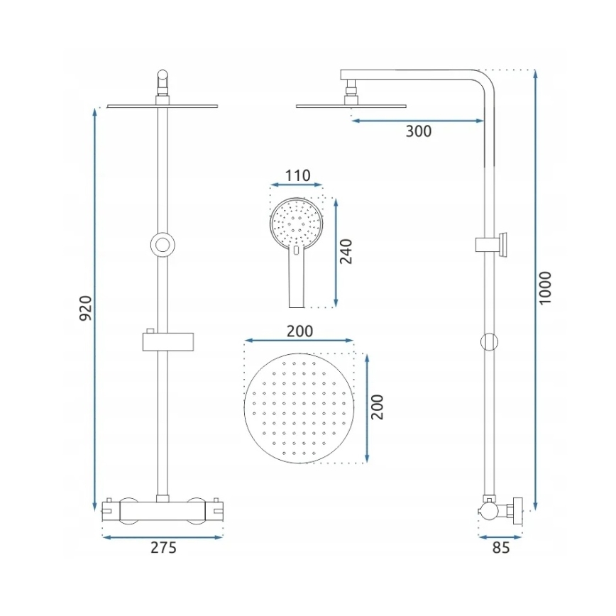 REA-P8413 - Set za tuširanje BLISS sa termostatskom baterijom, brušeno zlato