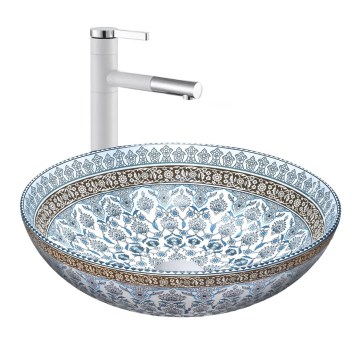 REA-U0267 - Umivaonik na radnu ploču ARTE, prečnik 40 cm, keramika/ornamentalni dezen