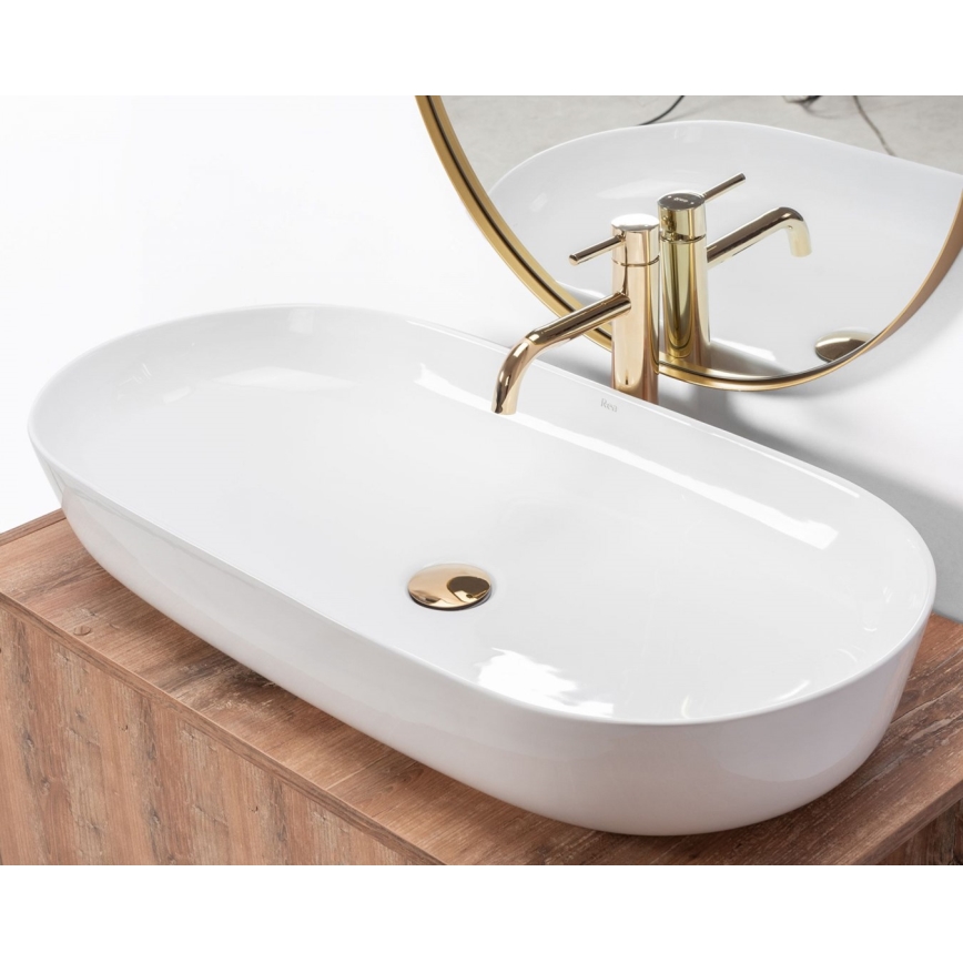 REA-U0563 - Umivaonik za ugradnju na radnu ploču CLEO 41x81 cm keramika/sijajna bela