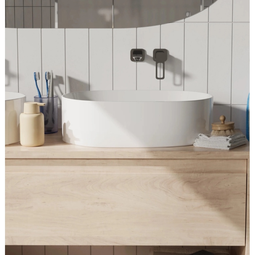 REA-U0600 - Umivaonik za postavljanje na ploču ALMA 36x57 cm keramika/sjajna bela