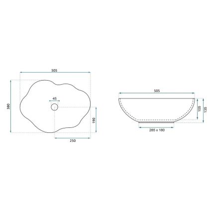 REA-U0617 - Umivaonik za ugradnju na ploču PEARL 38x50,5 cm keramika/bež/imitacija kamena