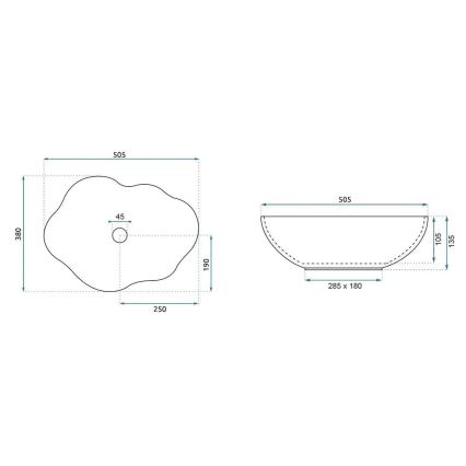 REA-U0620 - Umivaonik na ploču PEARL 38x50,5 cm keramika/siva/bež/imitacija kamena