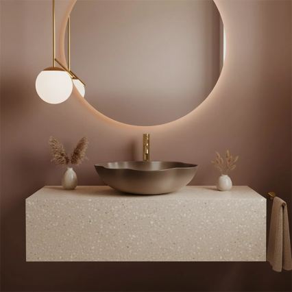 REA-U0629 - Umivaonik na ploču PEARL 38x50,5 cm keramika/braon