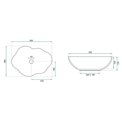 REA-U0629 - Umivaonik na ploču PEARL 38x50,5 cm keramika/braon