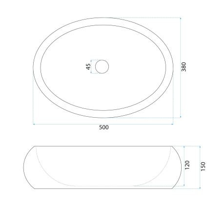 REA-U0634 - Nadgradni umivaonik MIKA GABRO 38x50 cm crna/imitacija kamena