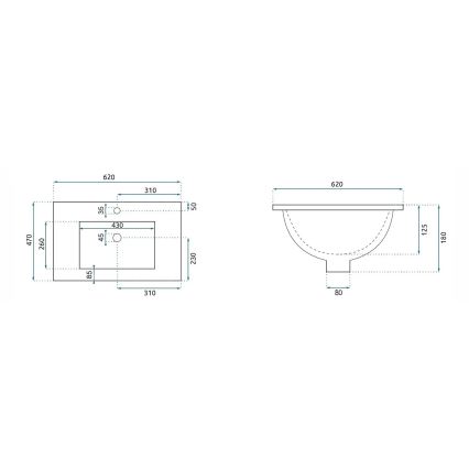 REA-U0786 - Ugradni umivaonik DAFNE 47x62 cm keramika/sjajna bela