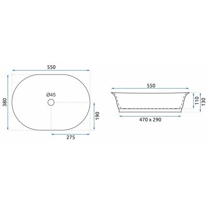 REA-U3305 - Umivaonik za ugradnju na radnu ploču WILMA RUSTIC 38x55 cm keramika/bakrena