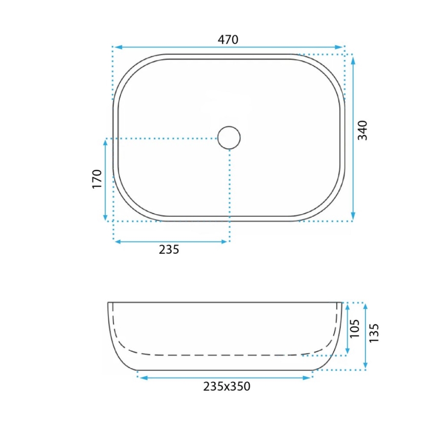REA-U3323 - Umivaonik za radnu ploču BELINDA 33,5x46,5 cm keramika/imitacija kamena