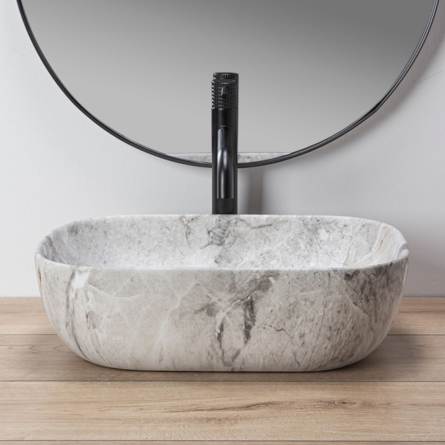 REA-U3800 - Umivaonik za radnu ploču LIVIA 33,5x46,5 cm keramika/siva/imitacija kamena