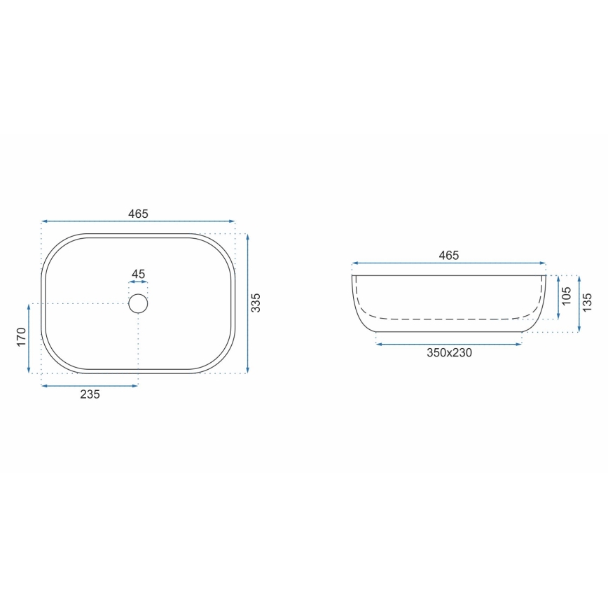 REA-U3800 - Umivaonik za radnu ploču LIVIA 33,5x46,5 cm keramika/siva/imitacija kamena