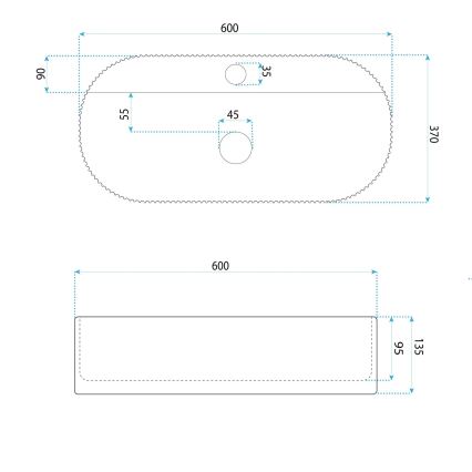 REA-U4002 - Umivaonik na radnu ploču MARCELA 37x60 cm keramika/sjajna bela