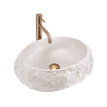 REA-U4332 - Umivaonik za ugradnju na ploču MIKA 38x50 cm bež/siva/imitacija kamena