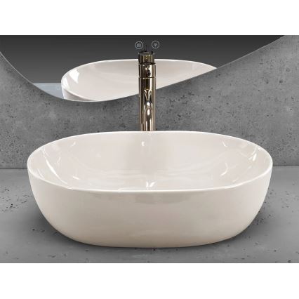REA-U4591 - Nadpultni umivaonik LISA 35x49 cm keramika/sjajna krem boje