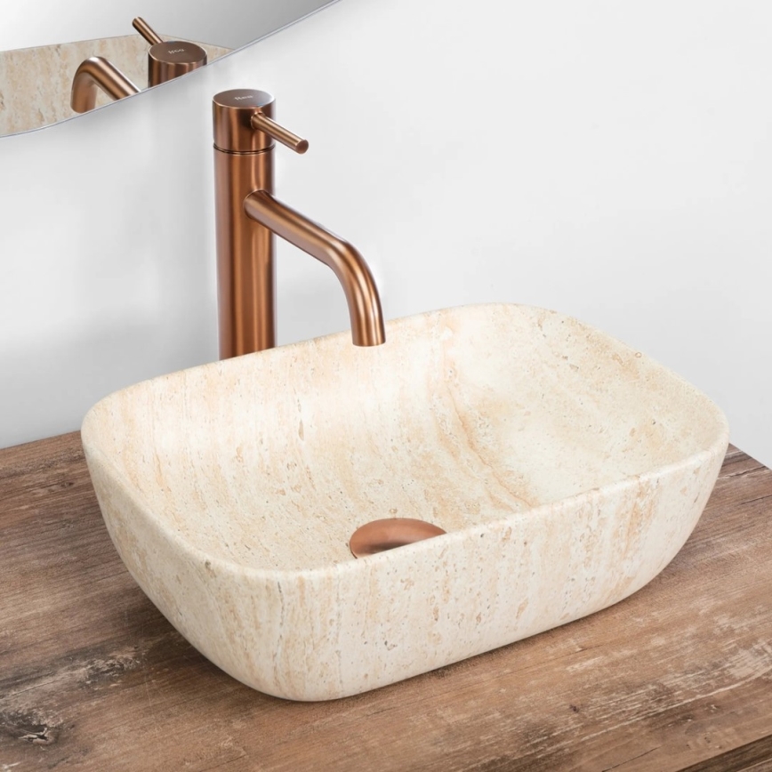 REA-U4700 - Nadgradni umivaonik BELINDA MINI 25x36 cm keramika/bež/imitacija kamena